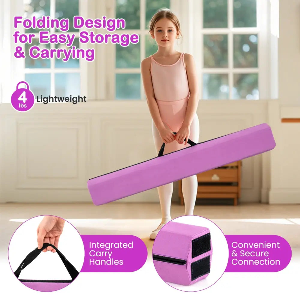7 FT Folding Balance Beam with Removable Suede Cover and Non-slip Bottom-Purple - Purple - Yoga & Gym Mats