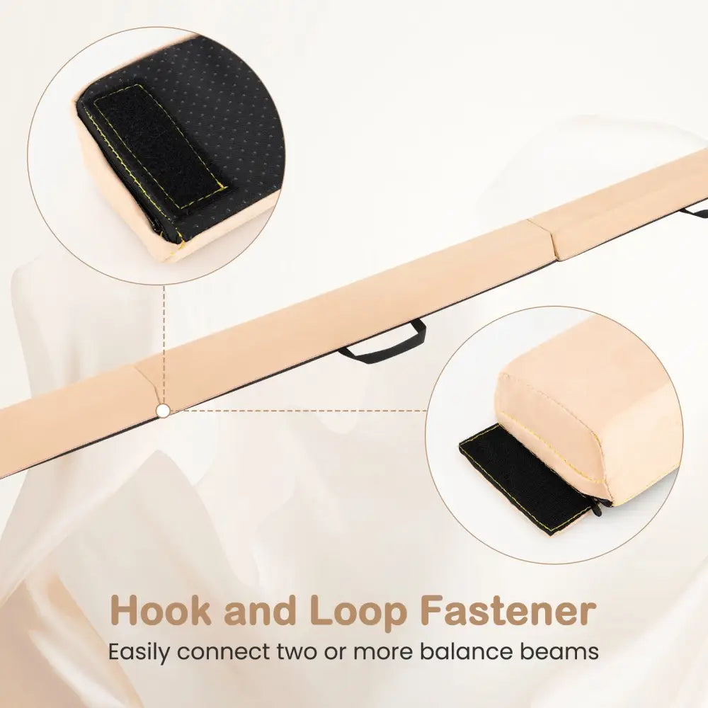 7 FT Folding Balance Beam with Removable Suede Cover and Non-slip Bottom-Khaki - Khaki - Yoga & Gym Mats