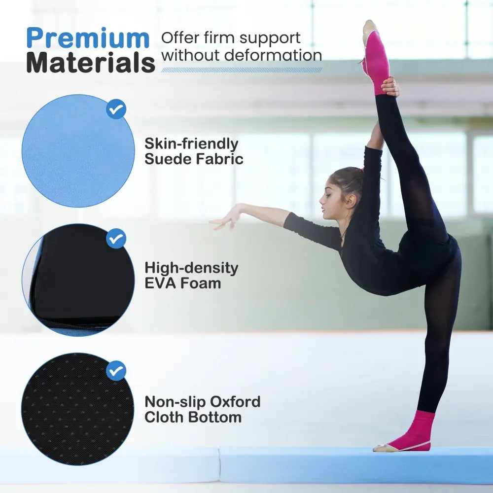 7 FT Folding Balance Beam with Removable Suede Cover and Non-slip Bottom-Navy - Navy - Yoga & Gym Mats