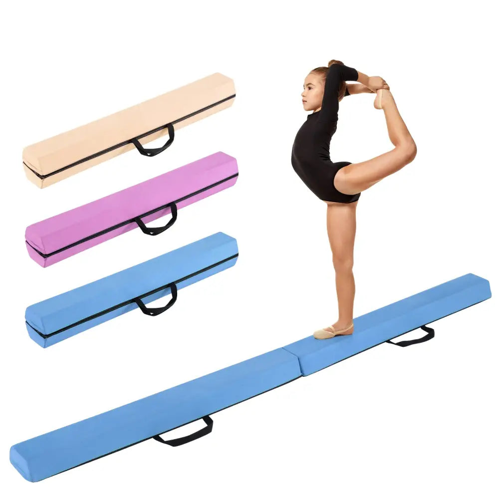 7 FT Folding Balance Beam with Removable Suede Cover and Non-slip Bottom-Navy - Navy - Yoga & Gym Mats