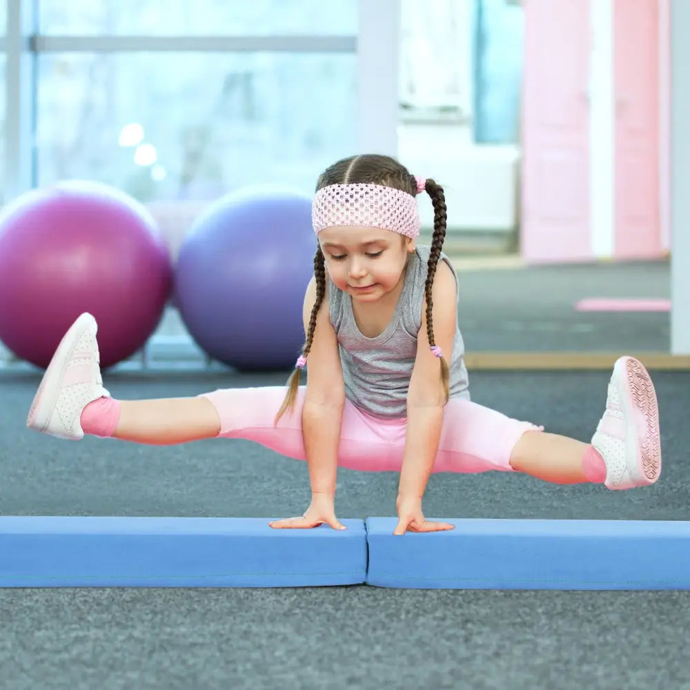 7 FT Folding Balance Beam with Removable Suede Cover and Non-slip Bottom-Navy - Navy - Yoga & Gym Mats