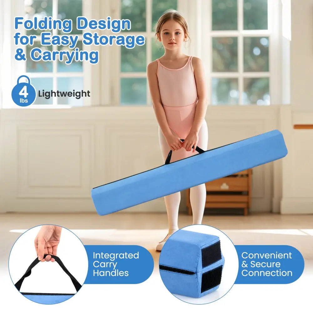 7 FT Folding Balance Beam with Removable Suede Cover and Non-slip Bottom-Navy - Navy - Yoga & Gym Mats