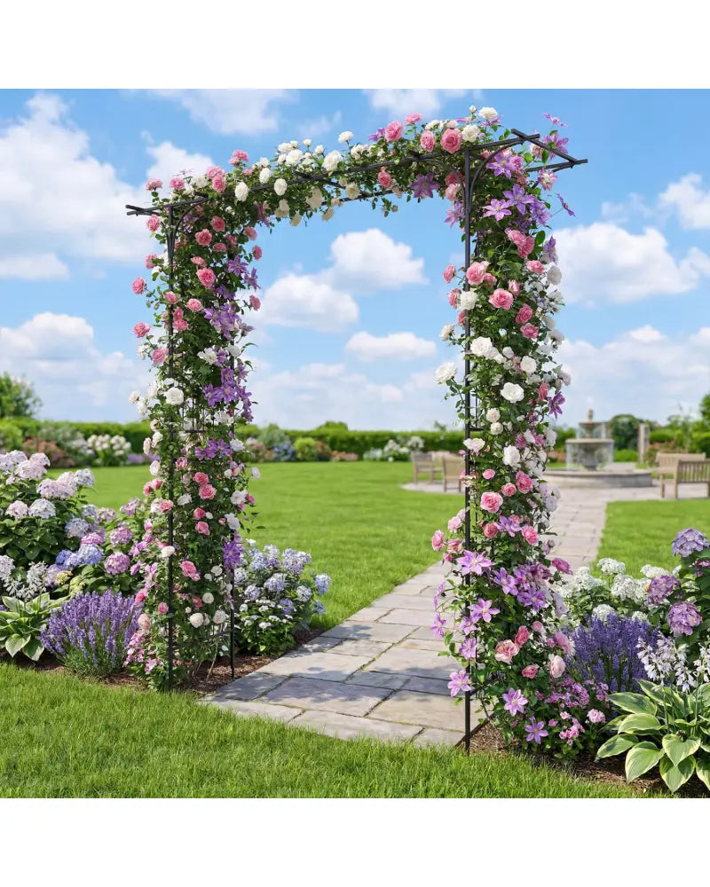 7 FT Garden Arch Arbor with Flat Top Design for Climbing Plants - Garden Arbors