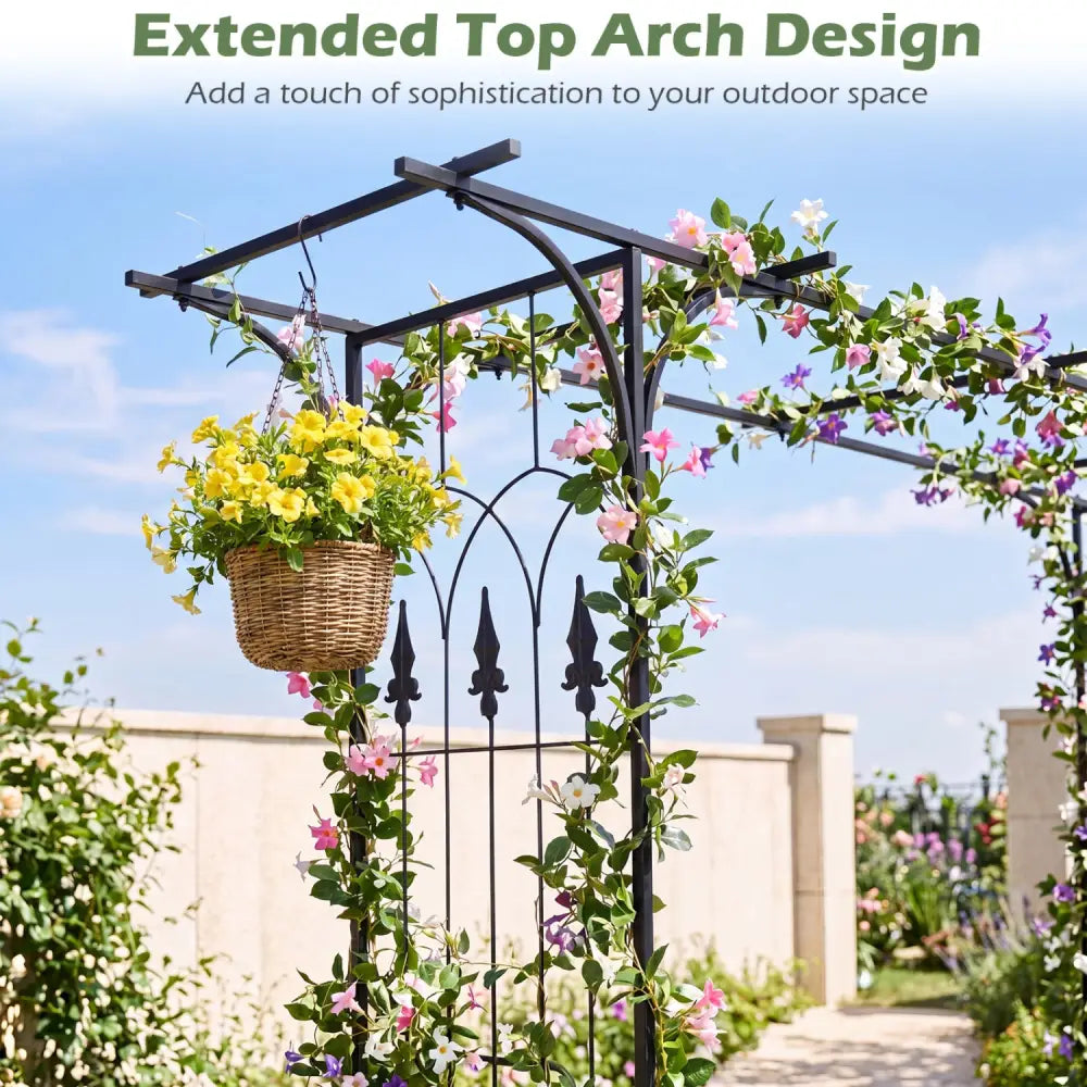 7 FT Garden Arch Arbor with Flat Top Design for Climbing Plants - Garden Arbors