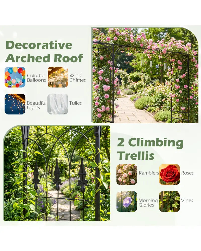 7 FT Garden Arch Arbor with Flat Top Design for Climbing Plants - Garden Arbors