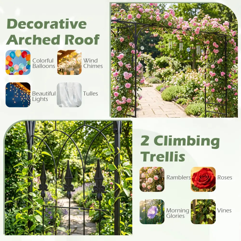 7 FT Garden Arch Arbor with Flat Top Design for Climbing Plants - Garden Arbors