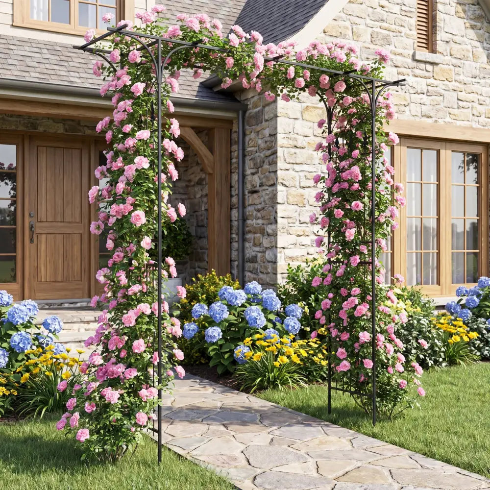 7 FT Garden Arch Arbor with Flat Top Design for Climbing Plants - Garden Arbors