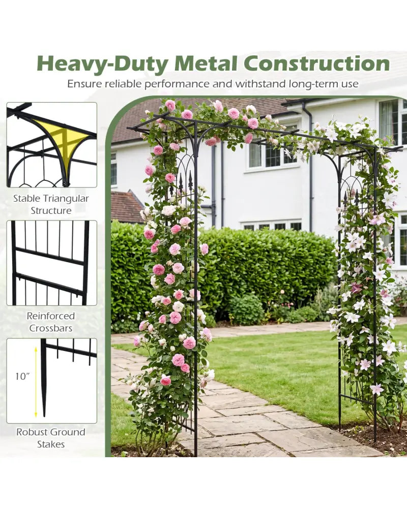 7 FT Garden Arch Arbor with Flat Top Design for Climbing Plants - Garden Arbors