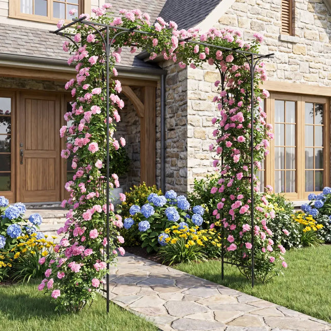 7 FT Garden Arch Arbor with Flat Top Design for Climbing Plants - Outdoor Decor