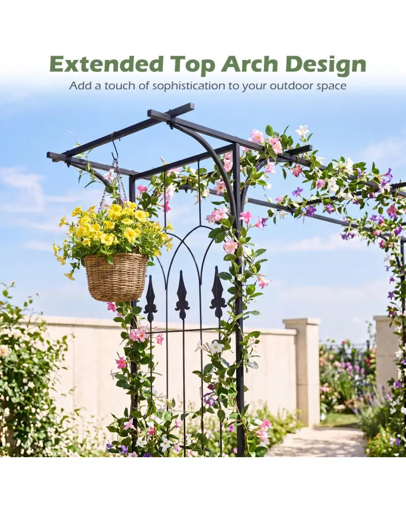 7 FT Garden Arch Arbor with Flat Top Design for Climbing Plants - Garden Arbors