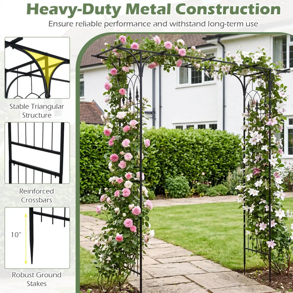 7 FT Garden Arch Arbor with Flat Top Design for Climbing Plants - Garden Arbors