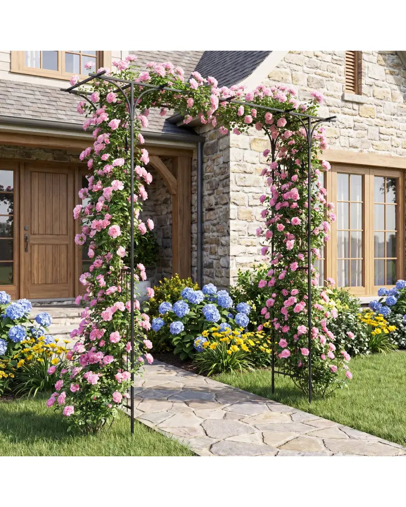 7 FT Garden Arch Arbor with Flat Top Design for Climbing Plants - Garden Arbors