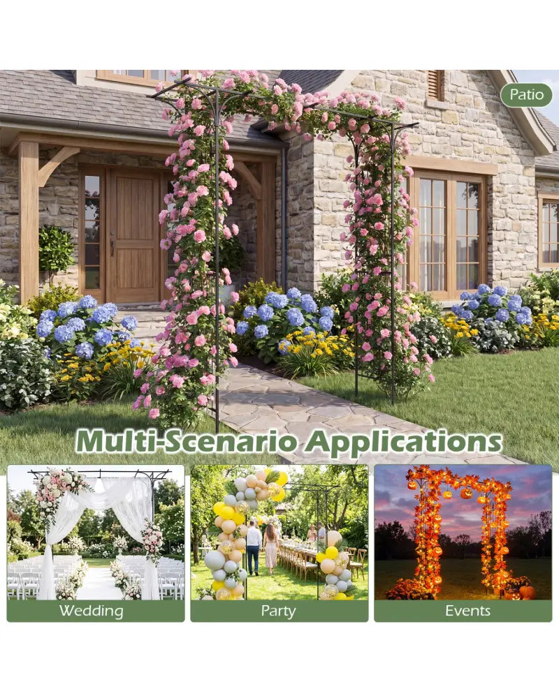 7 FT Garden Arch Arbor with Flat Top Design for Climbing Plants - Garden Arbors