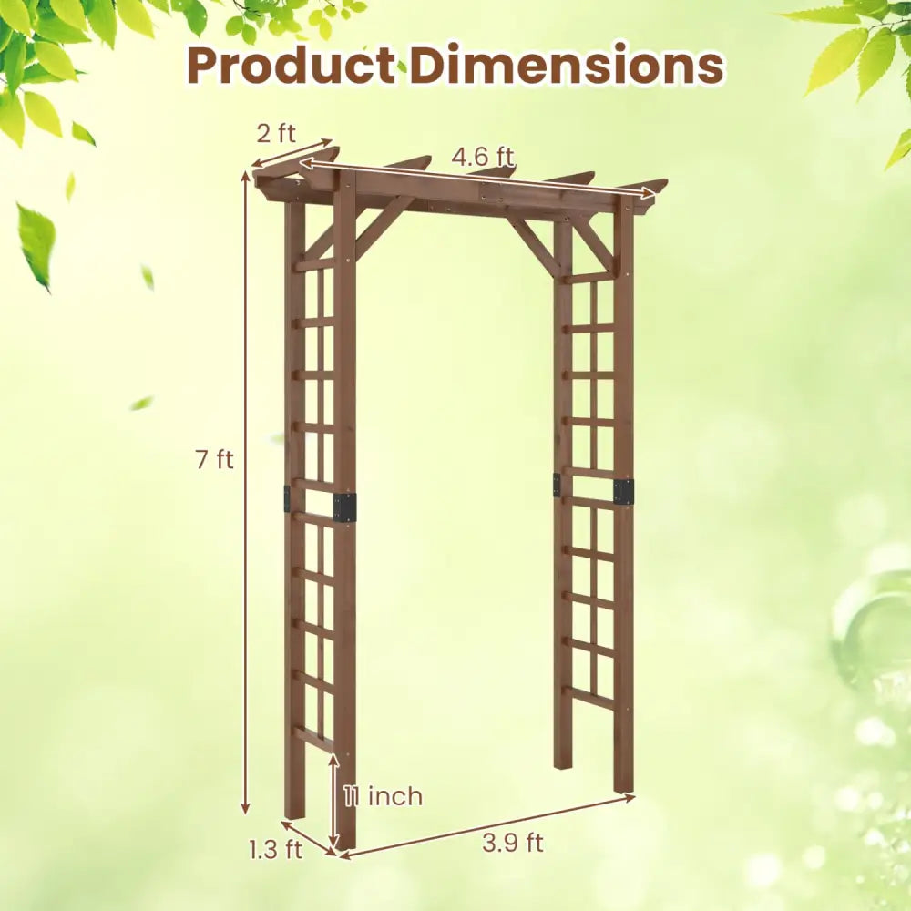 7 Ft Garden Arch Wooden Arbor Outdoor Wood Trellis for Climbing Plants-Rustic Brown - Rustic Brown - Garden Arbors