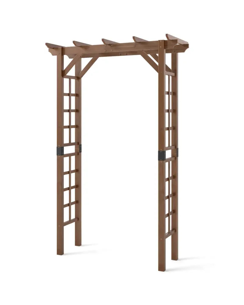 7 Ft Garden Arch Wooden Arbor Outdoor Wood Trellis for Climbing Plants-Rustic Brown - Rustic Brown - Outdoor Decor