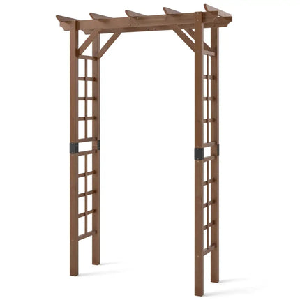 7 Ft Garden Arch Wooden Arbor Outdoor Wood Trellis for Climbing Plants-Rustic Brown - Rustic Brown - Outdoor Decor