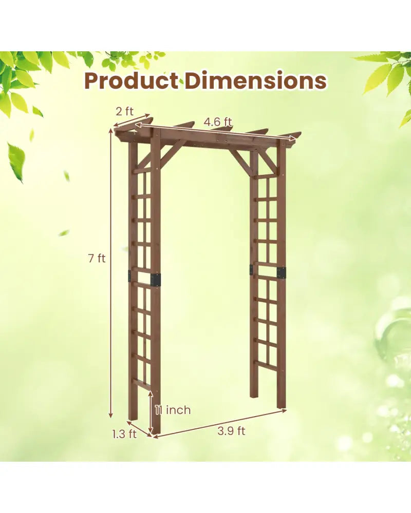 7 Ft Garden Arch Wooden Arbor Outdoor Wood Trellis for Climbing Plants-Rustic Brown - Rustic Brown - Outdoor Decor