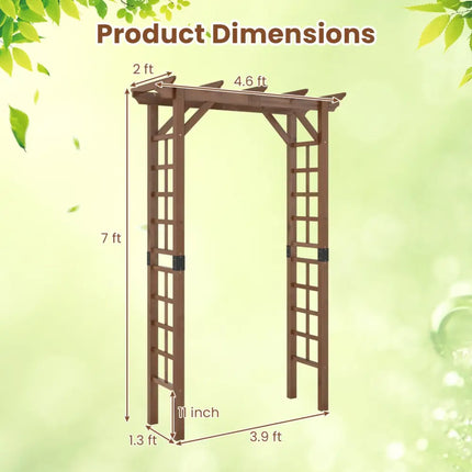 7 Ft Garden Arch Wooden Arbor Outdoor Wood Trellis for Climbing Plants-Rustic Brown - Rustic Brown - Outdoor Decor
