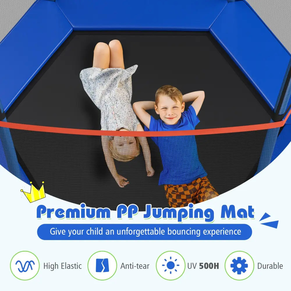 7 Ft Kids Trampoline W/ Safety Enclosure Net-Blue - Blue - Trampolines