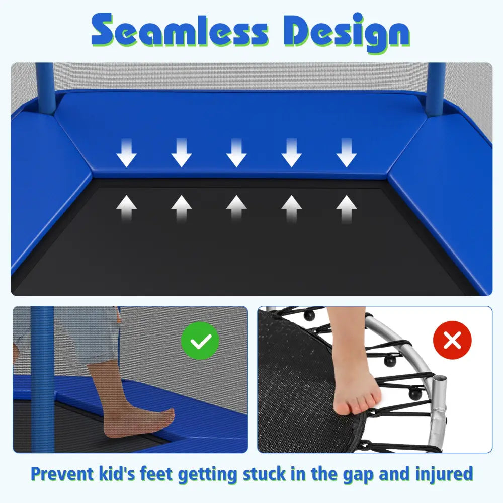 7 Ft Kids Trampoline W/ Safety Enclosure Net-Blue - Blue - Trampolines