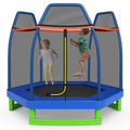 7 Ft Kids Trampoline W/ Safety Enclosure Net-Blue - Blue - Trampolines