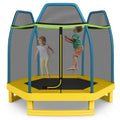 7 ft Kids Trampoline W/ Safety Enclosure Net-Yellow - Yellow - Trampolines