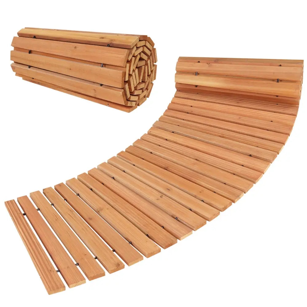 7 FT Wooden Garden Pathway with Anti-slip Surface for Gardens Patios-Natural - Natural - Garden Pathways