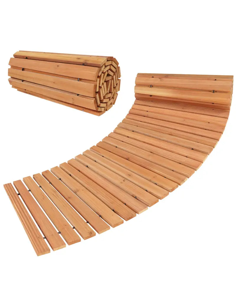 7 FT Wooden Garden Pathway with Anti-slip Surface for Gardens Patios-Natural - Natural - Garden Pathways