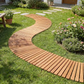 7 FT Wooden Garden Pathway with Anti-slip Surface for Gardens Patios-Natural - Natural - Garden Pathways
