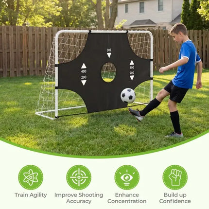 7 ft x 5 ft Soccer Goal Set for Backyard 2-in-1 Football Net with Removable Target Cloth - Sport Equipments
