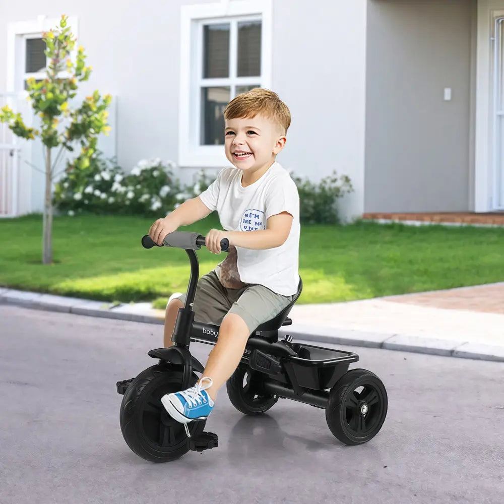 7-in-1 Baby Stroller Tricycle with Adjustable Canopy and Foldable Footrests for Ages 9-60 Months Old-Gray - Gray - Baby