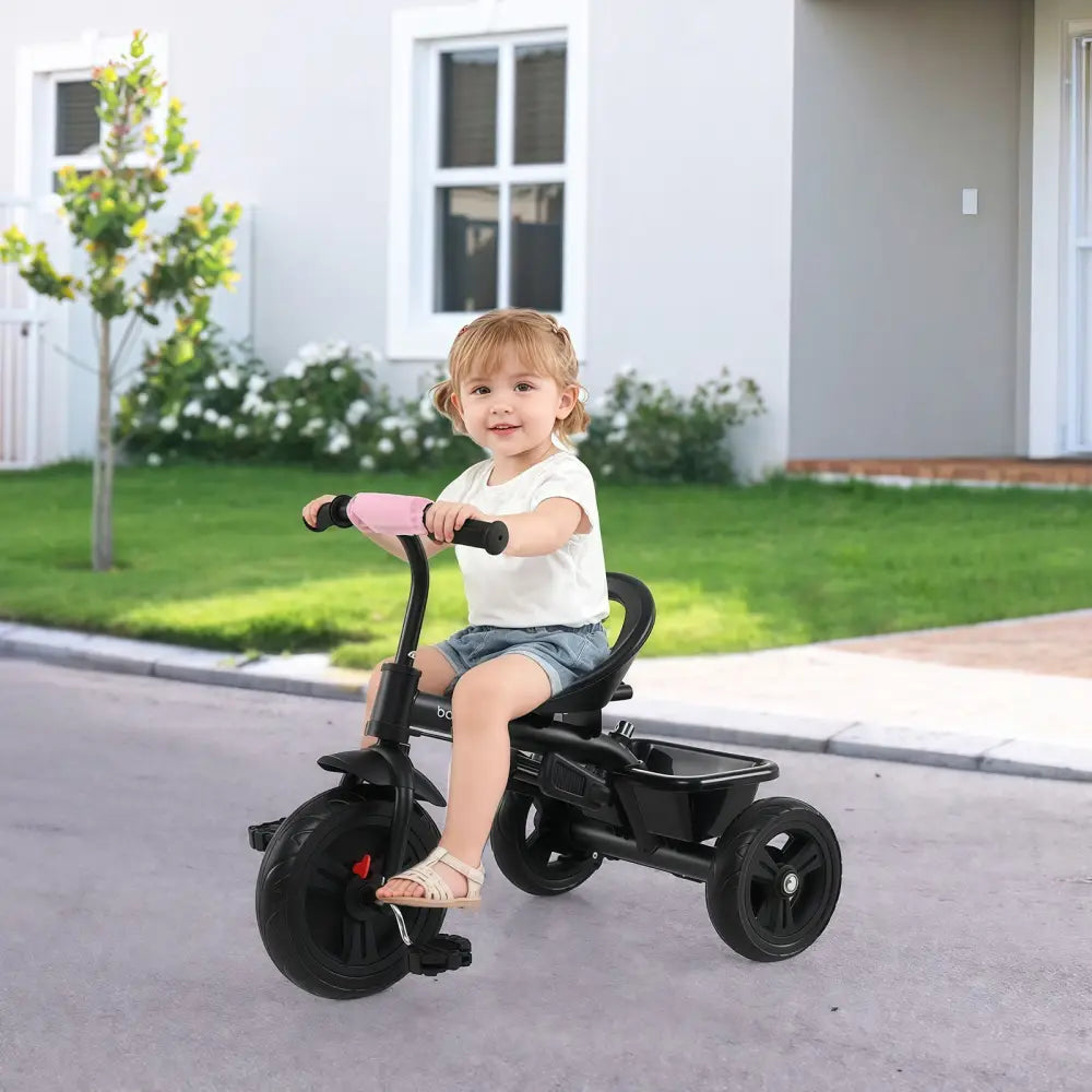7-in-1 Baby Stroller Tricycle with Adjustable Canopy and Foldable Footrests for Ages 9-60 Months Old-Pink - Pink - Baby