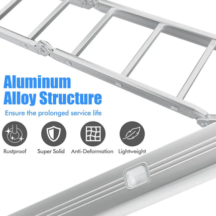7-in-1 Folding Aluminum Step Ladder with Anti-Skid Pedal - Garages