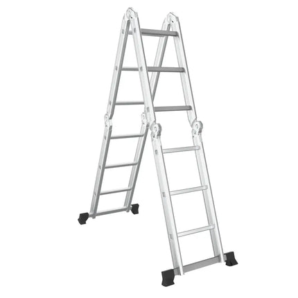 7-in-1 Folding Aluminum Step Ladder with Anti-Skid Pedal - Garages