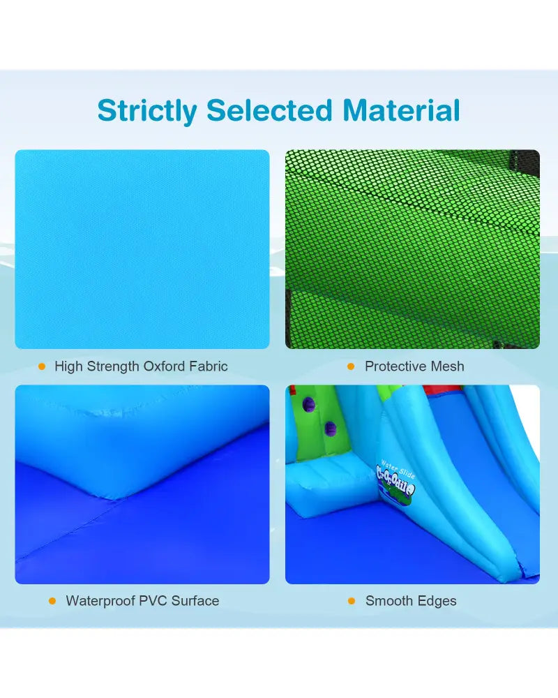 7-in-1 Inflatable Bounce House with Splashing Pool without Blower - Inflatable Water Slides