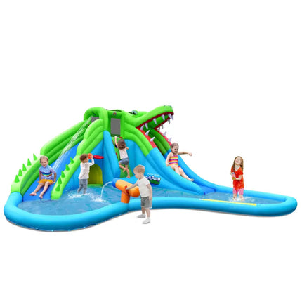 7-in-1 Inflatable Bounce House with Splashing Pool without Blower - Inflatable Water Slides