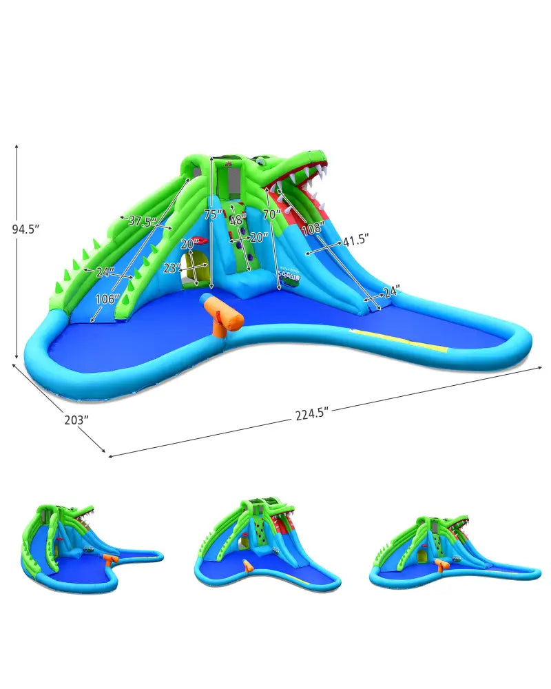 7-in-1 Inflatable Bounce House with Splashing Pool without Blower - Inflatable Water Slides