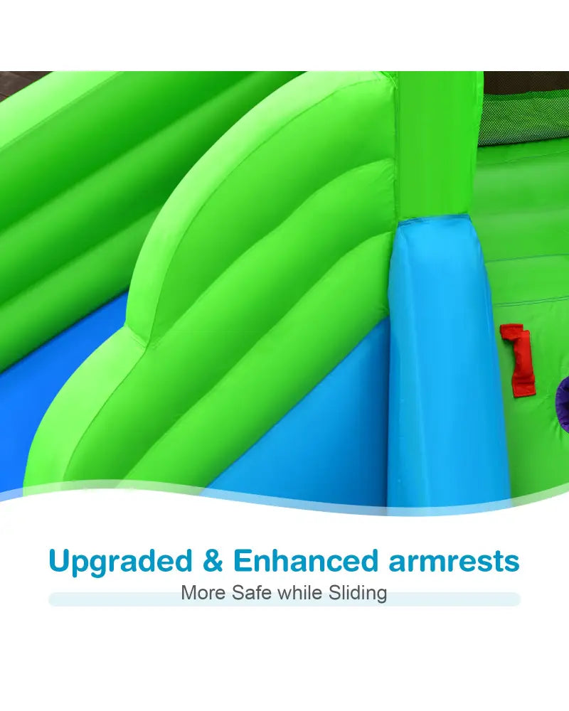 7-in-1 Inflatable Bounce House with Splashing Pool without Blower - Inflatable Water Slides