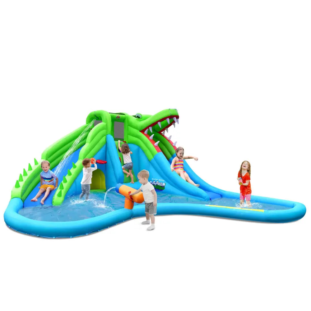 7-in-1 Inflatable Bounce House with Splashing Pool without Blower - Inflatable Water Slides