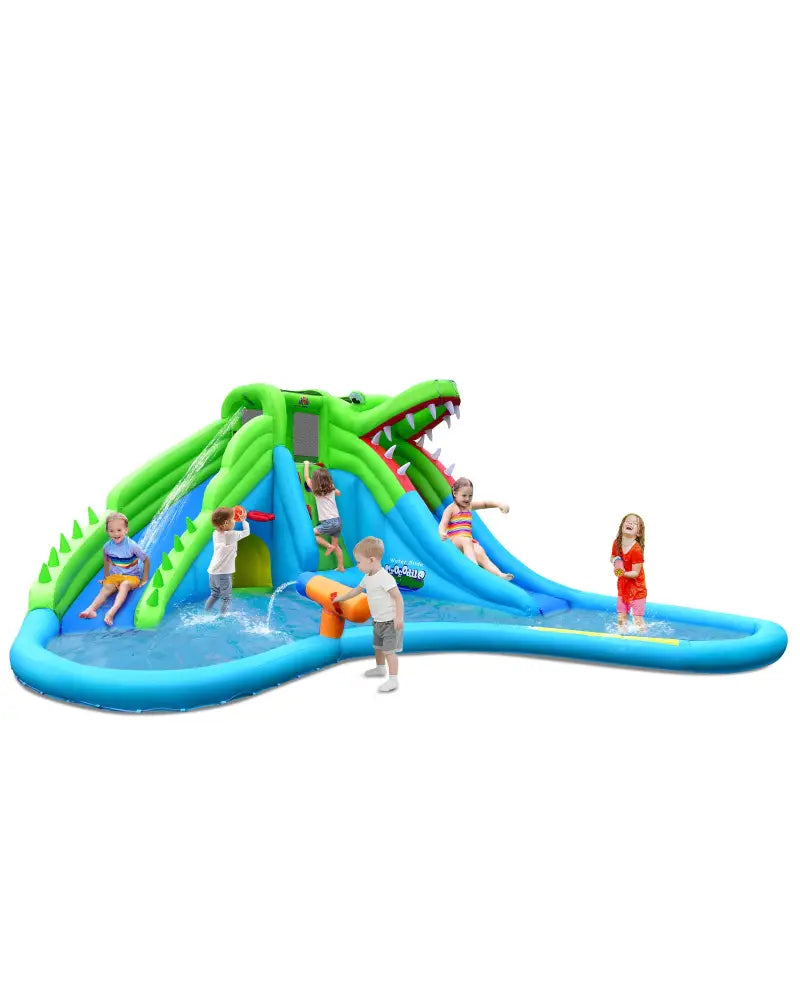 7-in-1 Inflatable Bounce House with Splashing Pool without Blower - Inflatable Water Slides
