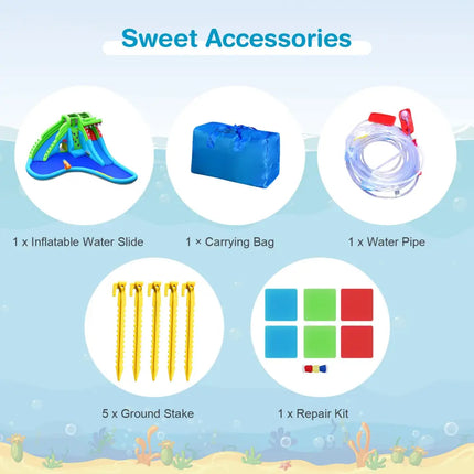 7-in-1 Inflatable Bounce House with Splashing Pool without Blower - Inflatable Water Slides