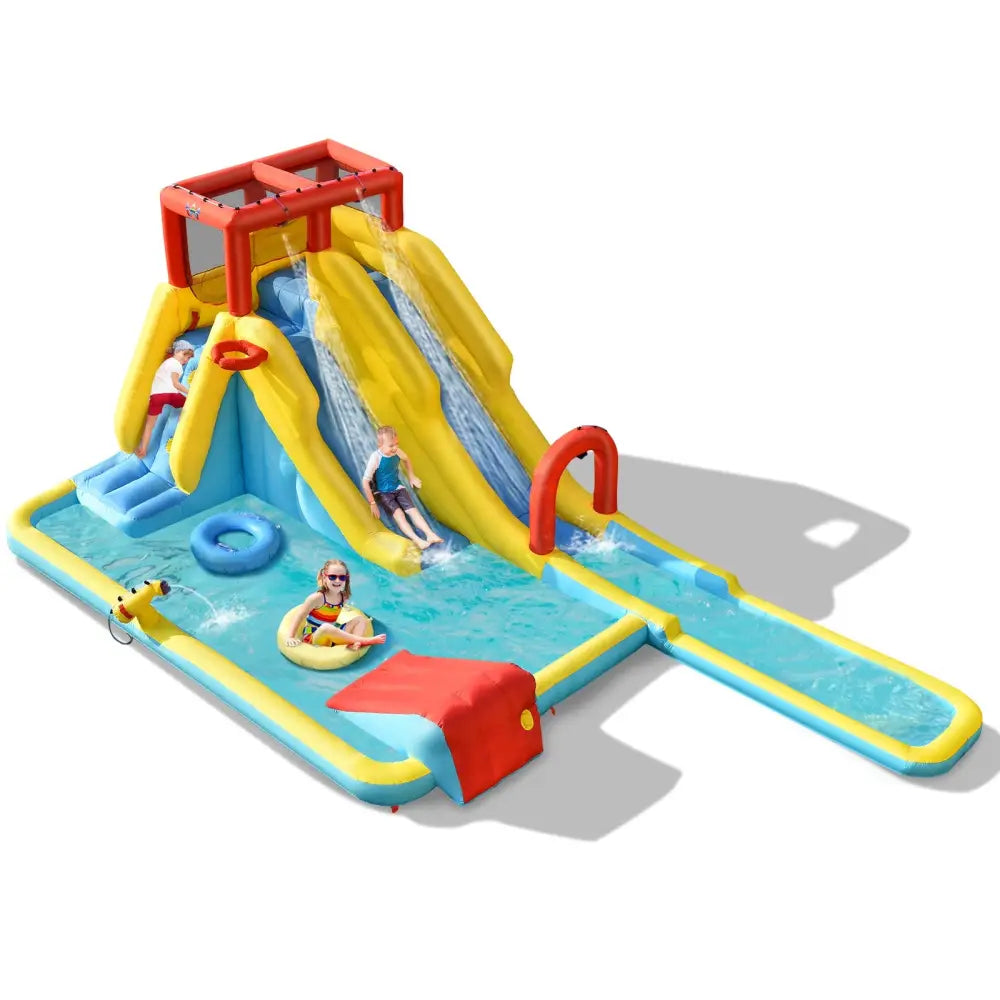 7-in-1 Inflatable Dual Slide Water Park Bounce House Without Blower - Inflatable Water Slides