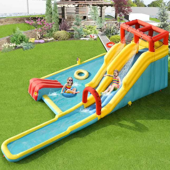 7-in-1 Inflatable Dual Slide Water Park Bounce House Without Blower - Inflatable Water Slides