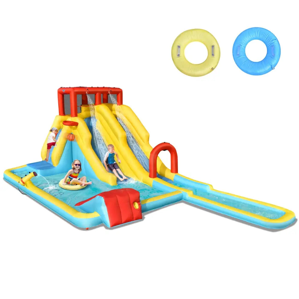 7-in-1 Inflatable Dual Slide Water Park Bounce House Without Blower - Inflatable Water Slides