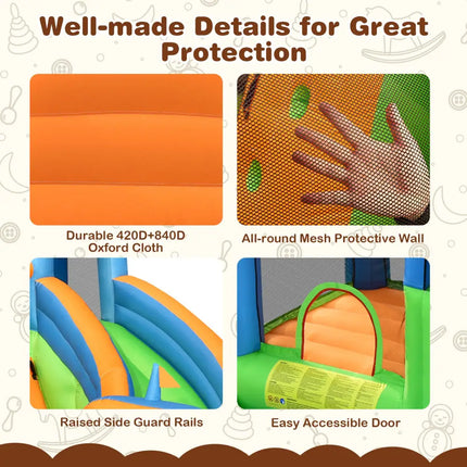 7-in-1 Inflatable Giant Water Park Bouncer with Dual Climbing Walls and 735W Blower - Inflatable Water Slides