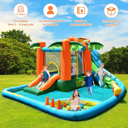 7-in-1 Inflatable Slide Bouncer with Two Slides - Inflatable Water Slides
