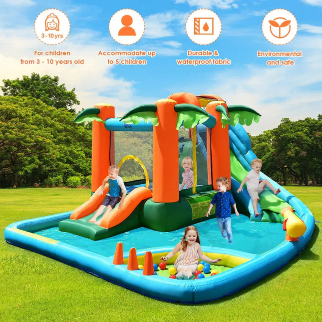 7-in-1 Inflatable Slide Bouncer with Two Slides - Inflatable Water Slides