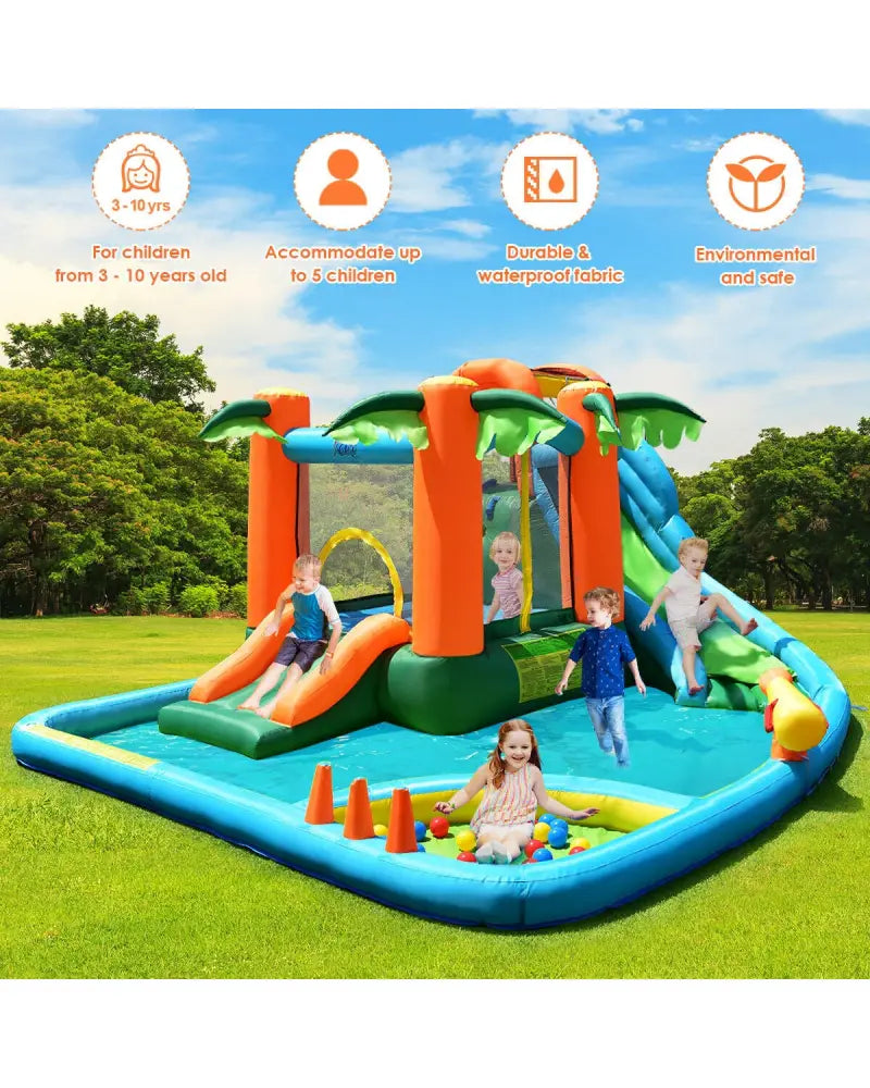 7-in-1 Inflatable Slide Bouncer with Two Slides - Inflatable Water Slides