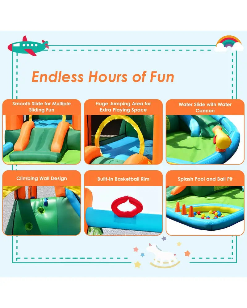 7-in-1 Inflatable Slide Bouncer with Two Slides - Inflatable Water Slides