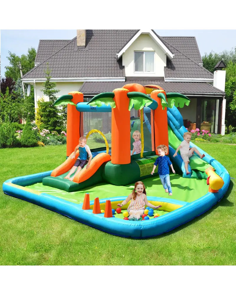 7-in-1 Inflatable Slide Bouncer with Two Slides - Inflatable Water Slides